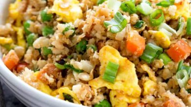 Low-carb cauliflower fried rice in a bowl