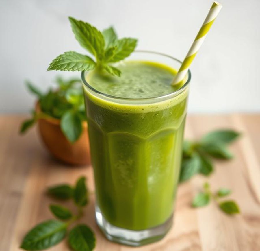 Refreshing green detox smoothie in a glass